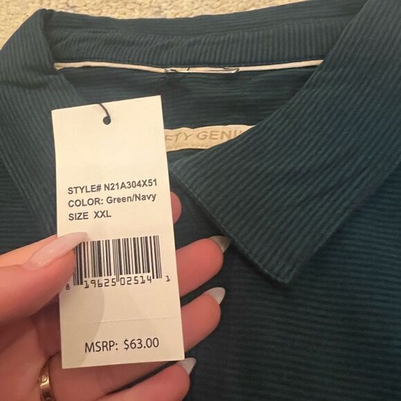 Nifty Genius Nicklaus Striped Polo short sleeved cotton blend green & black XXL - Picture 4 of 5